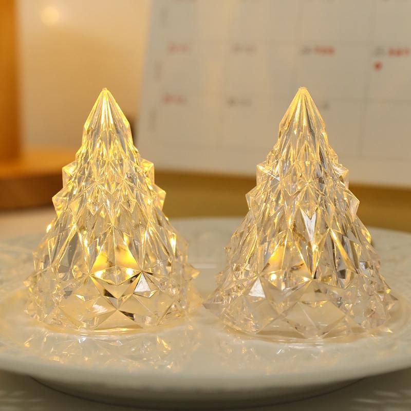 8.5CM Warm/White Flameless LED Christmas Tree Shape Candle Light for Home Party Christmas Decoration New Year Gift 2025 Navidad
