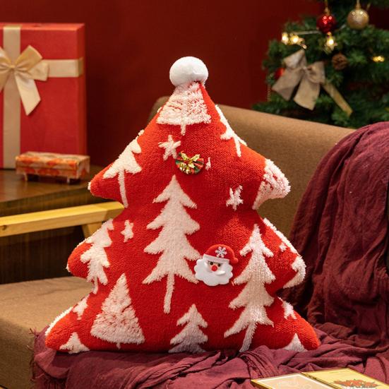 Christmas Tree Plush Pillow Cartoon Stuffed Toy Soft Sofa Cushion Holiday Home Decoration for Couch Bed