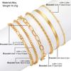 6 Pieces Stylish 14K Gold Plated Bracelets for Women Portable and Comfortable Cuban Link Chain Daily Use Casual Wear