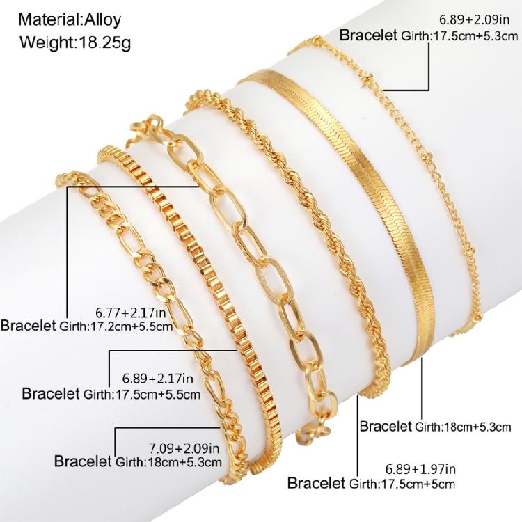 6 Pieces Stylish 14K Gold Plated Bracelets for Women Portable and Comfortable Cuban Link Chain Daily Use Casual Wear