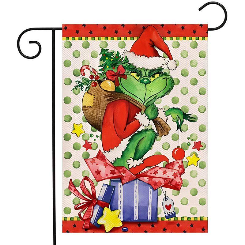 Steag de Grădină de Crăciun Grinch Decor Festiv pentru Curte In Imprimat Față-Verso In