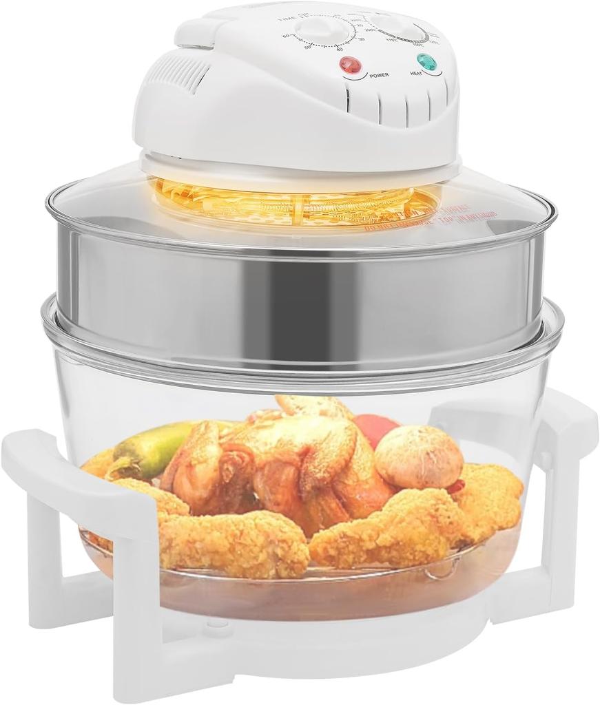 Turbo Air Fryer 18QT 1400W Large Convection Oven Countertop Glass Containers with Lids Temperature Control 32℉-482℉