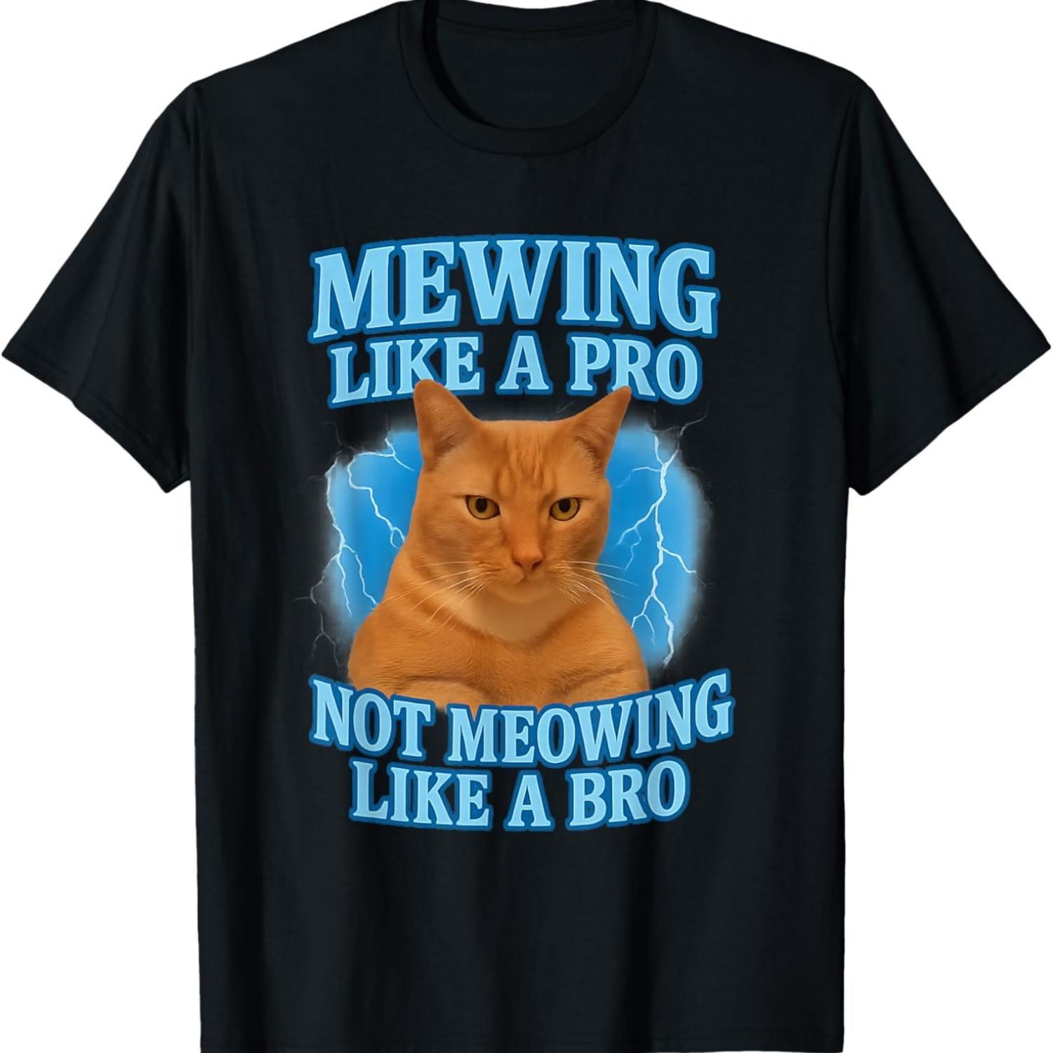 Mewing Not Meowing Funny Cat Meme T-Shirt S чёрный