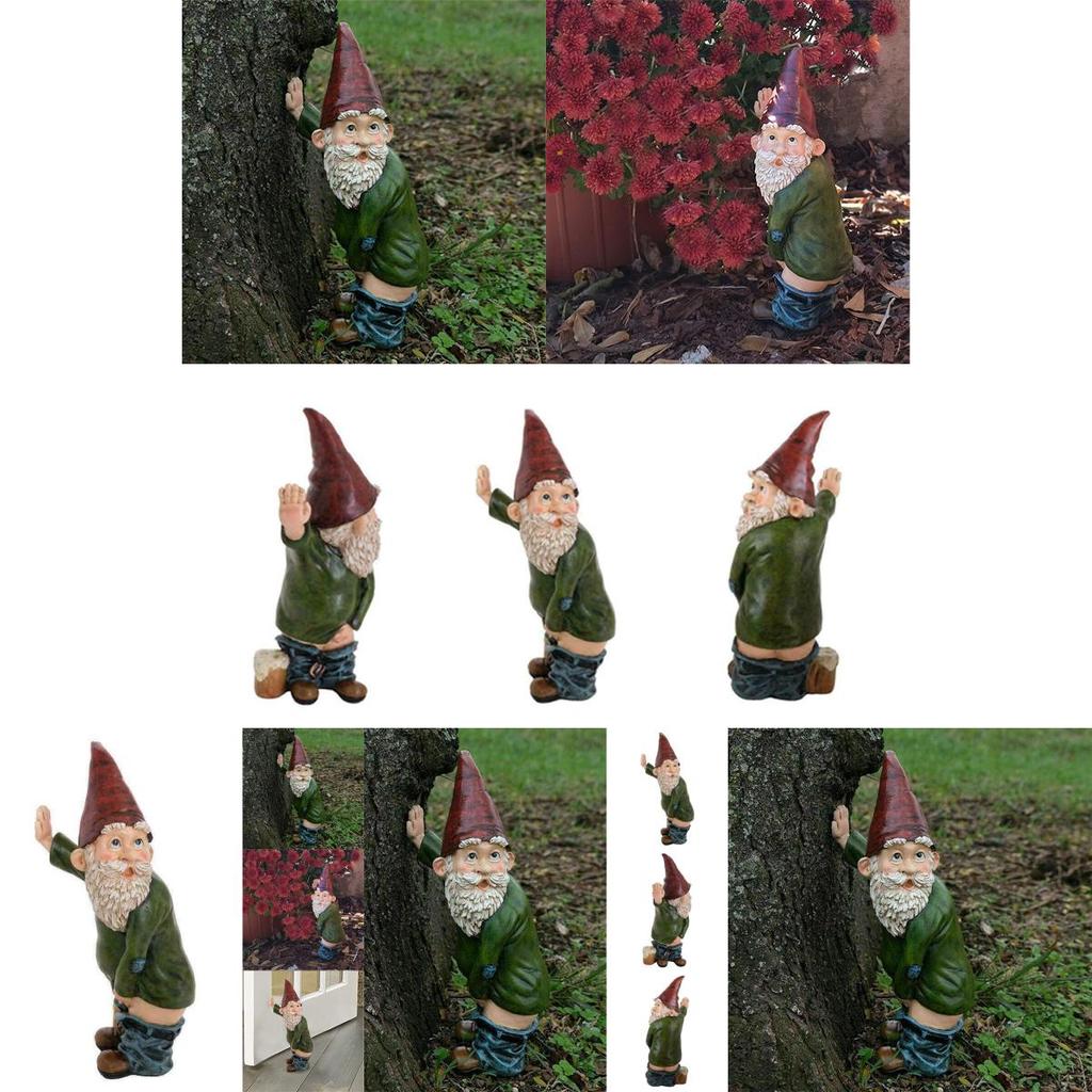 Creative Naughty Gnome Garden Statue Vibrant Resin Dwarf Yard Outdoor Decorative Sculpture