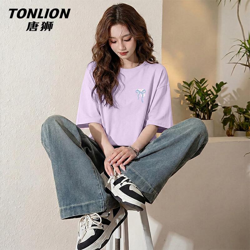 TonLion Women s Casual Pure Cotton Short Sleeve T-Shirt S