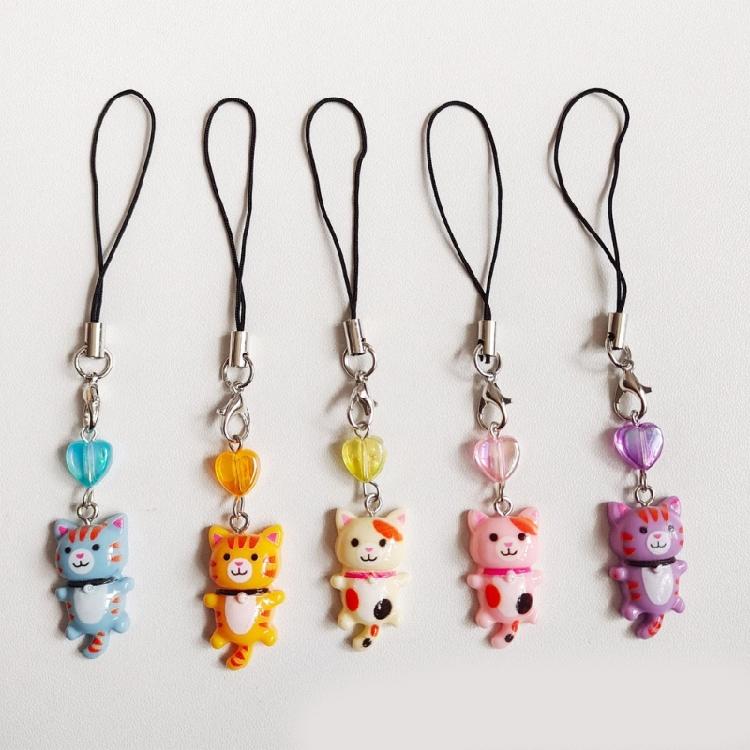 Cat Pendant Phone Lanyard Antilost Keyring Keychain Handbag Backpack Accessory