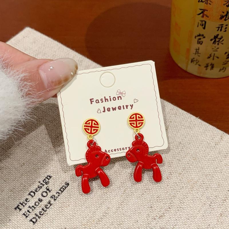 Creative Unique Cartoon Animal Colt Horse Earrings For Women Girl Cute Animal Little Horse Ear Stud Jewelry New Year Gift