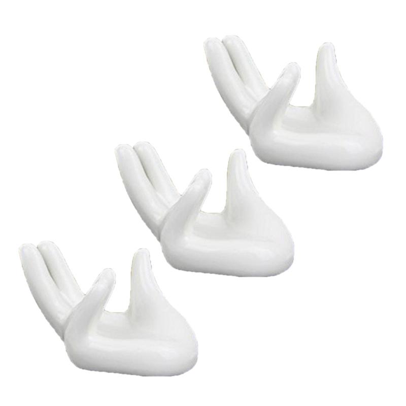 3Pcs Air Plant Holder Ceramics Airplants Holder Small Container Pots Hand Shape Office Desk Base Airplants Display Container