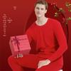 Langsah Men's Pure Cotton Red Thermal Underwear Lucky Gift Set