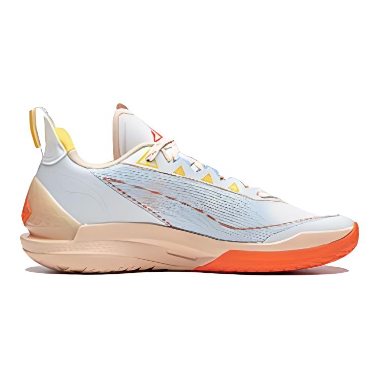 Li Ning Kids Lightweight Comfortable Durable Breathable Low Top Basketball Shoes Kids Sneakers White Orange YKBU056-1