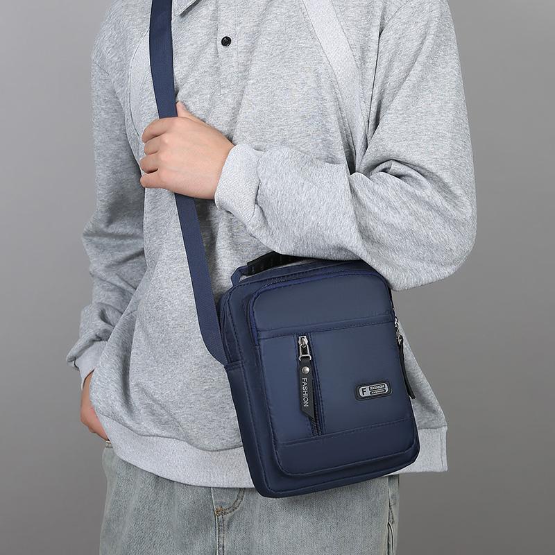 Men's Multifunctional Shoulder Bag Water-Resistant Briefcase Durable Oxford Cloth Business Tote with Multiple Compartments