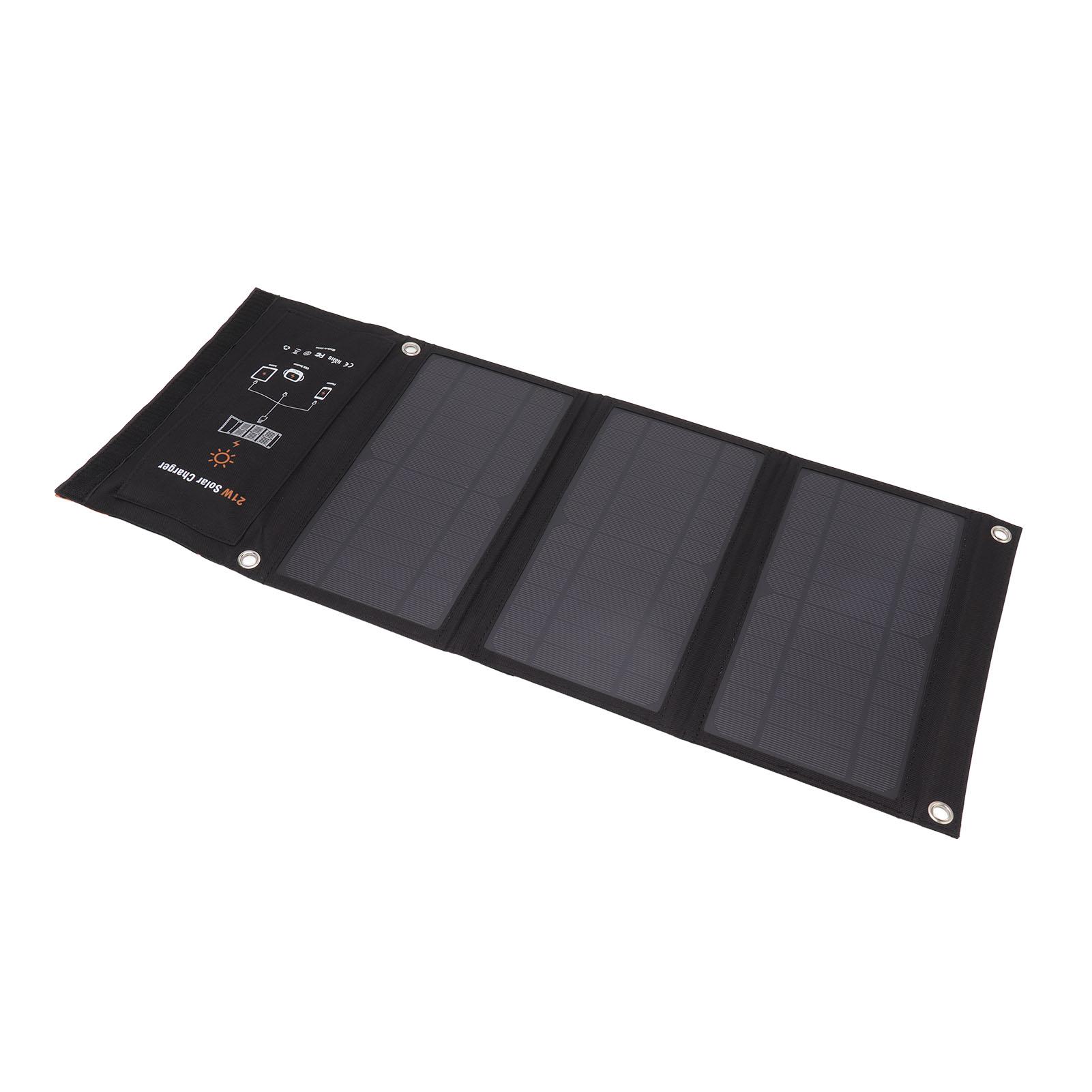 

21W Foldable Solar Panel Charger Black Portable Solar Phone Charging Panels with Dual USB Port for Outdoor Hiking