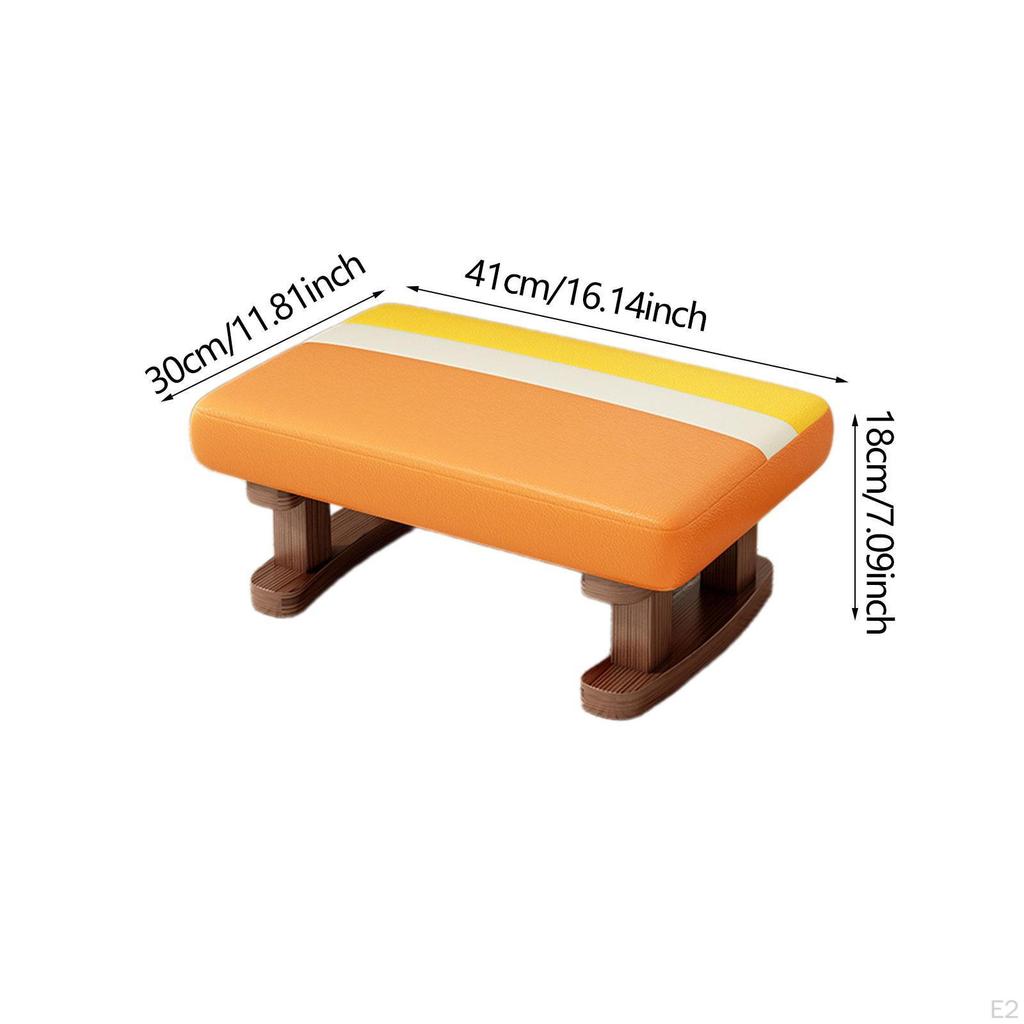 Fußstütze mit Holzbeinen, Kleiner niedriger Hocker, Gepolsterter Fußhocker für Büro, Bett, Schreibtisch, Wohnen, Essen