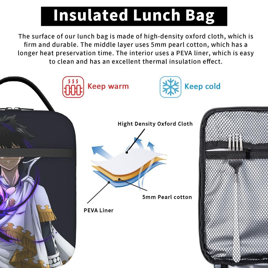 Fairys Tails Insulated Lunch Bags Large Anime Lunch Container Thermal Bag Lunch Box Tote Travel Food Storage Bags