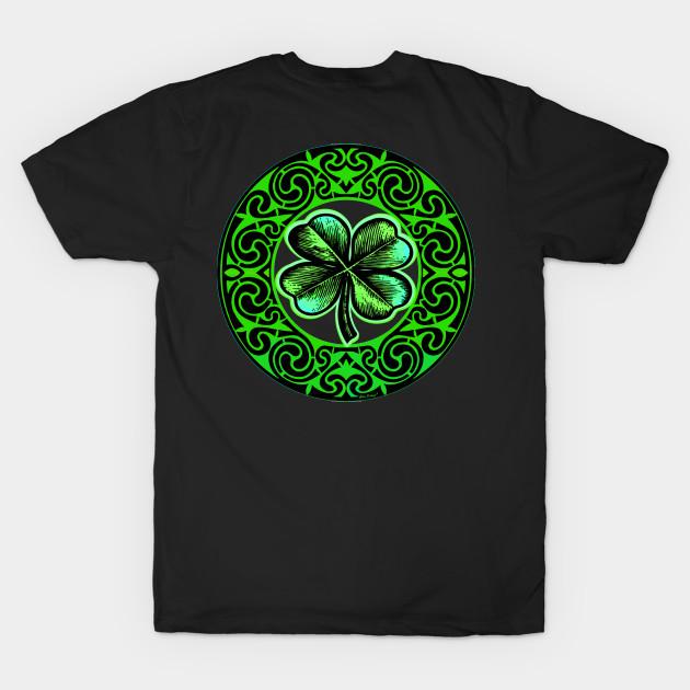 Men Black Print T-shirt Shamrock Irish Celtic Fierceness No-Cut Transfer Paper Print Cotton Tshirt L