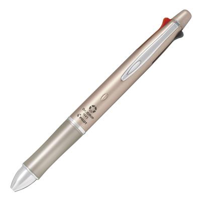 Pilot Dr. Grip Multifunctionele Pen 4+1: 4 Kleuren Balpen 0.7mm + Mechanisch Potlood 0.5mm, Champagne Goud, Schuifhendel, Lichtgewicht 26.3g