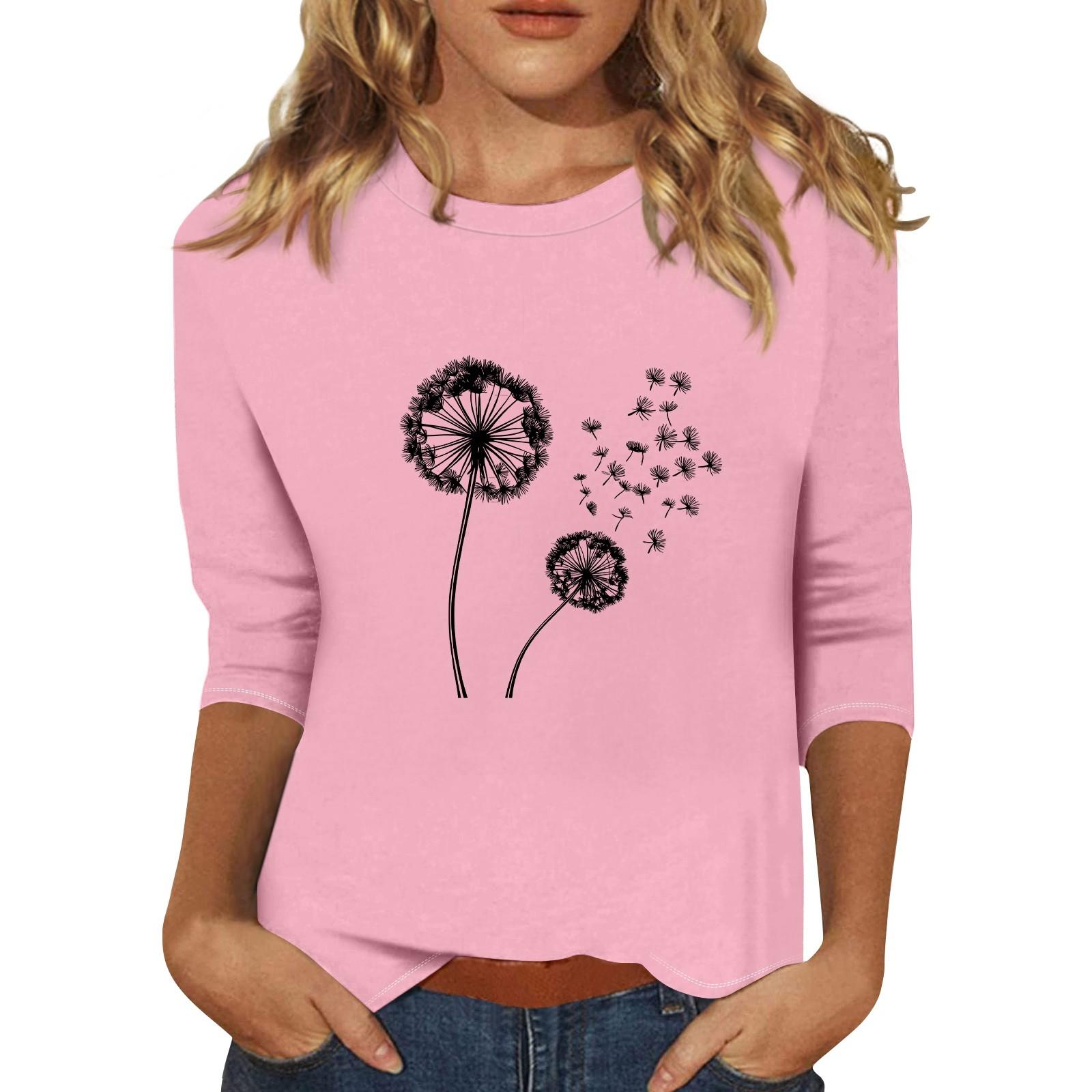 

Женский модный повседневный пуловер с воротником три четверти и принтом XL розовый