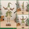 Christmas Reindeer Plush Toy with Retractable Legs Handmade Long-Legged Cartoon Elk Plush Doll Xmas Holiday Party Decoration Ornament