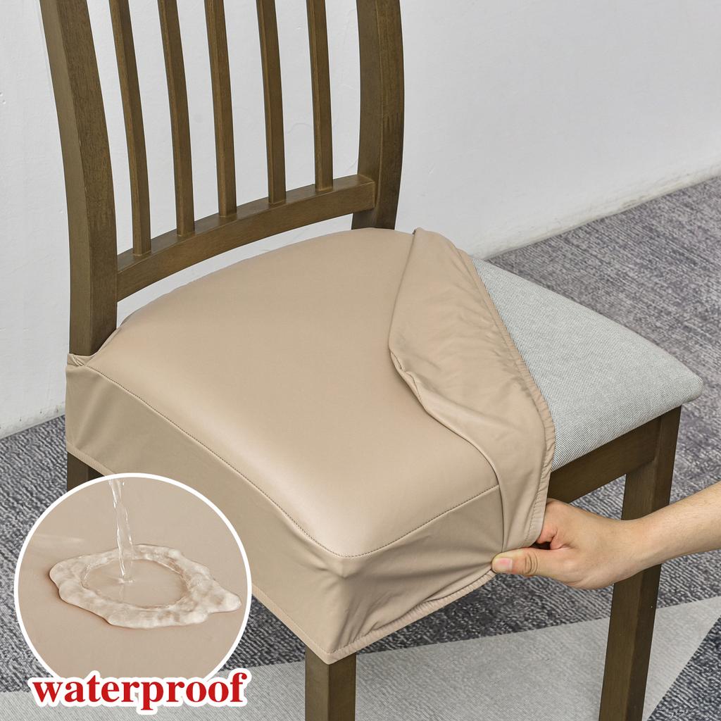 Waterproof seat covers for dining chairs Pu leather chair seat covers without back covers removable washable chair protector