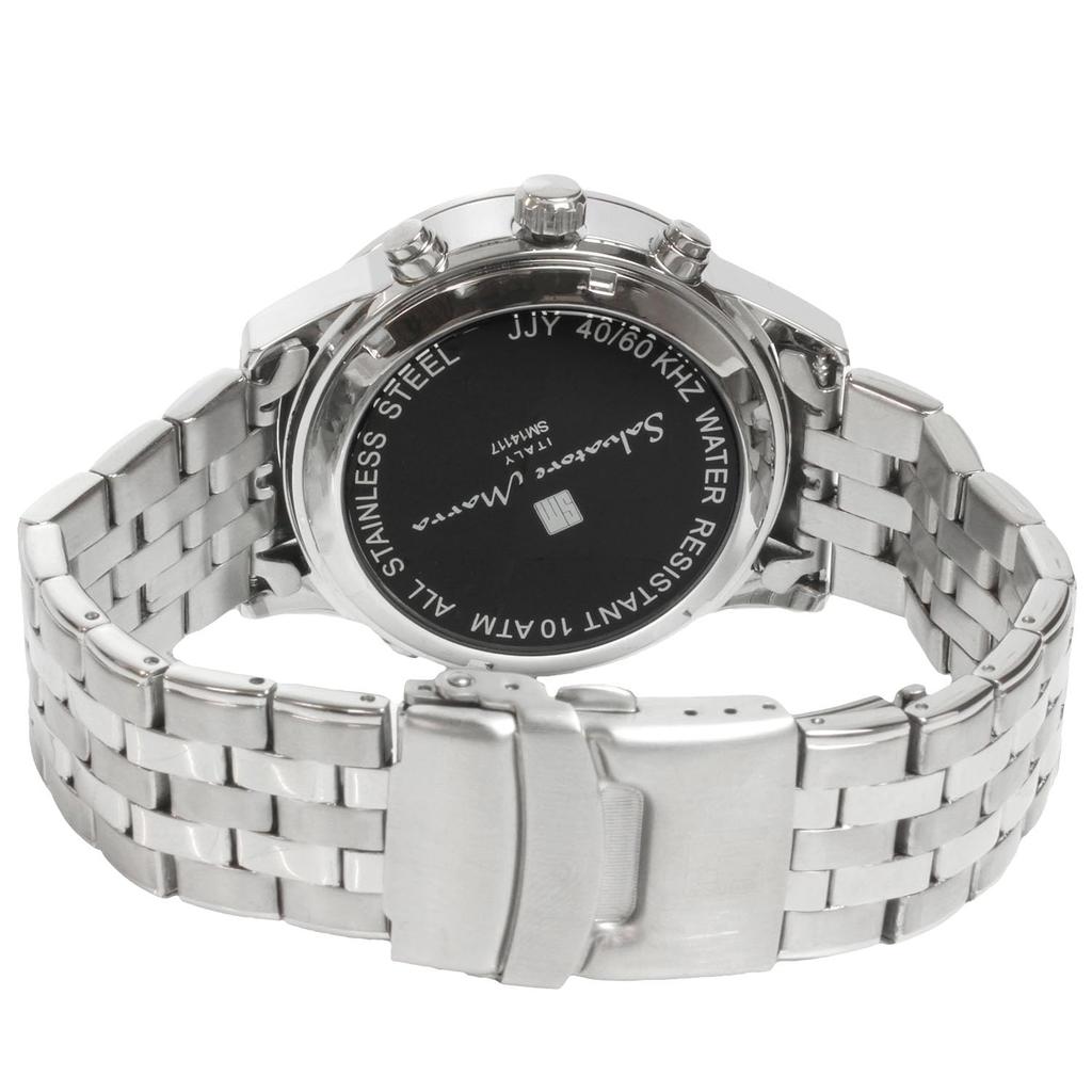 Radio Limited Italian Silver X [Salvatore Marra] Wristwatch, Solar, Chronograph, Edition, Brand, Blue, Men's, SM14117-SSBLSV