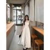 Pink Bow Suspender Dress Women's Casual New Temperament Waist a Word Long Dress