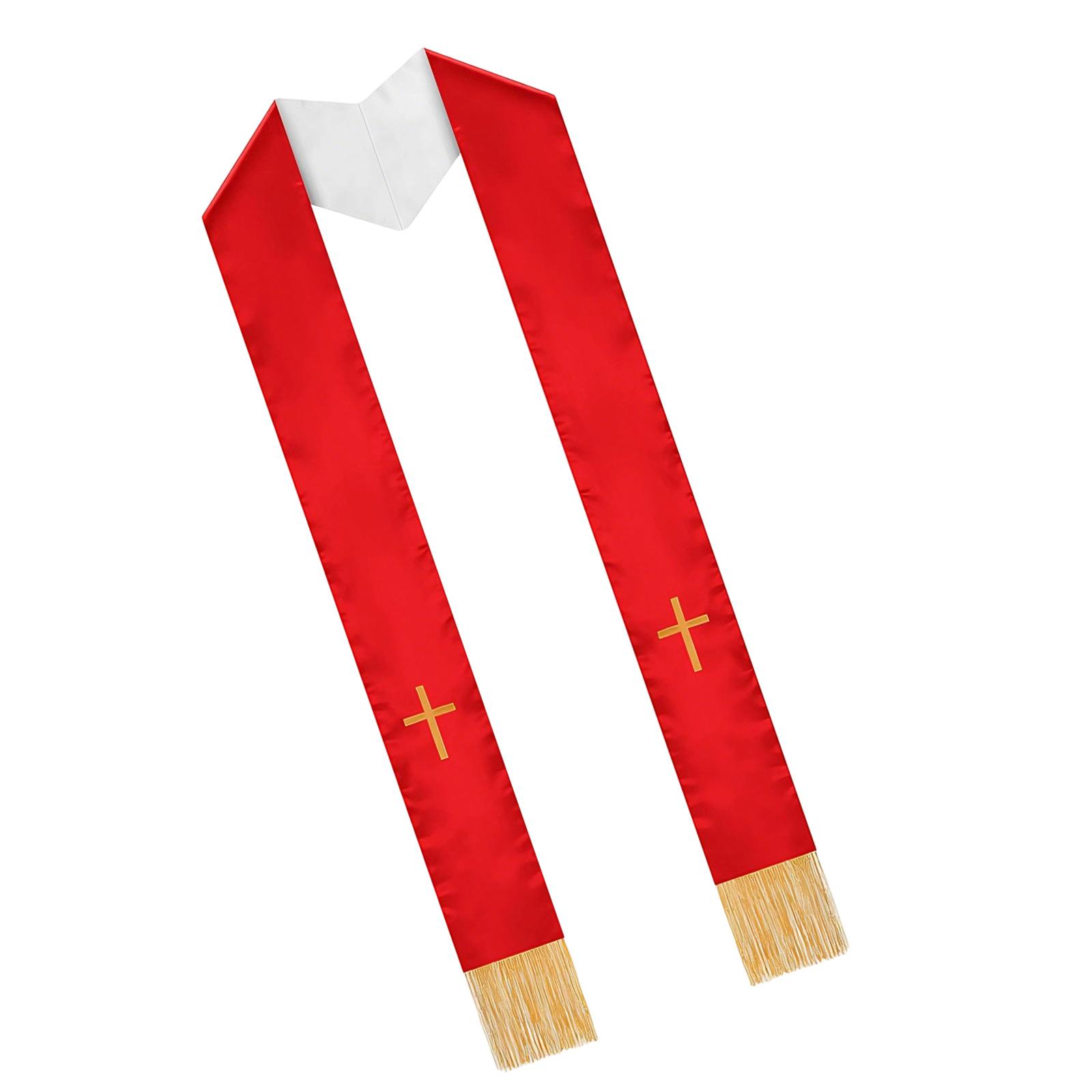 2Pcs Clergy Stole with Crossed Tassels Design for Baptisms Funerals and Wedding Event Chuch Religious Ceremonies Wear S