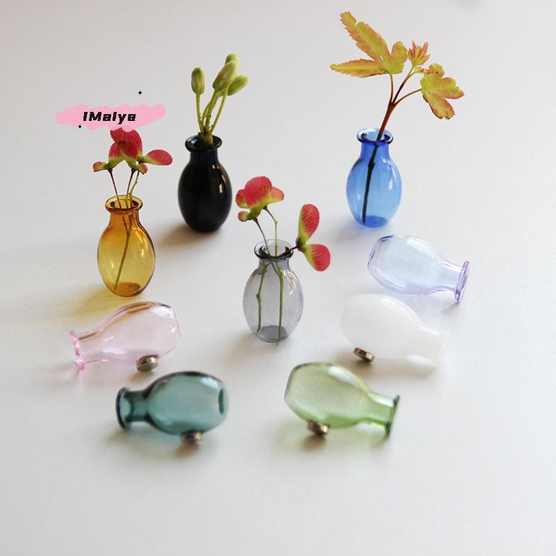 M-Mini Glass Vase Fridge Magnet Creative 3D Vase Micro Landscape Ornament Fridge Magnets Place Flower Arrangements Decoration