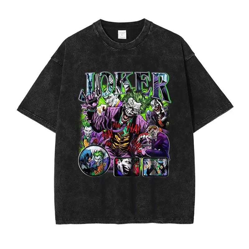 T-shirt Joker Hip Hop Vintage Lavata Film Vecchia Scuola Top Magliette T-shirt Oversize Manica Corta Felpe Unisex Cotone