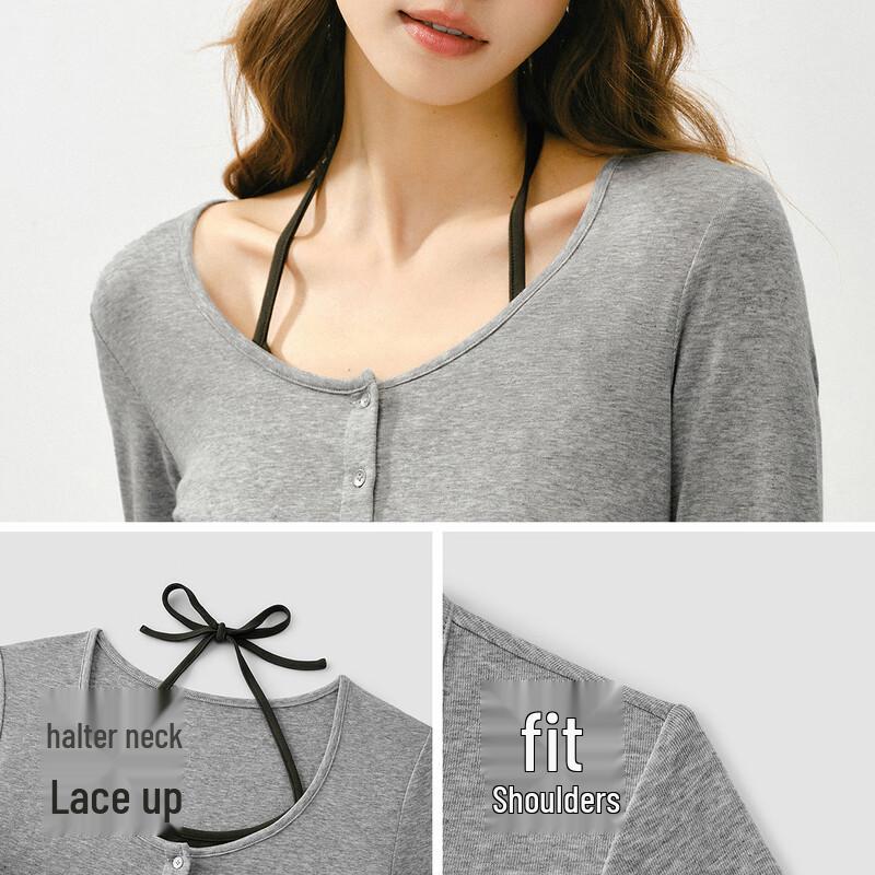 Semir Women's Halter Neck Faux Two-Piece Knit T-Shirt