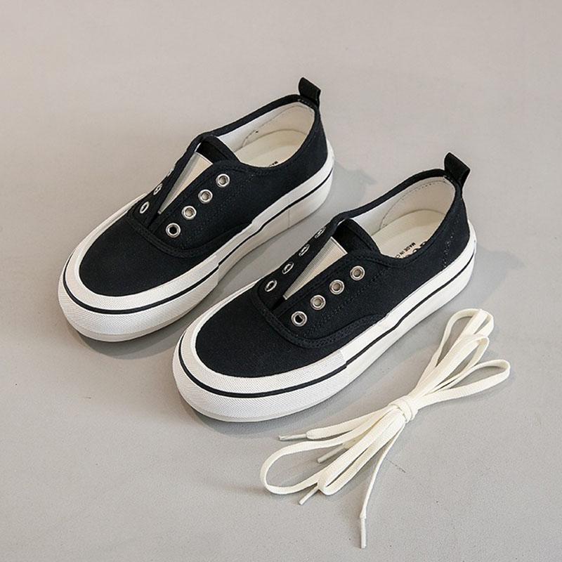 

Женская парусиновая обувь Кроссовки на платформе Обувь на плоской подошве Унисекс Скейтборд Обувь для тенниса Кроссовки для ходьбы Эластичные туфли без застежек Повседневная обувь 40 чёрный