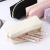 1 PC Solid Color Striped Corduroy Pencil Case Portable Large Capacity Desktop Stationery Storage Student Back-to-School Gift