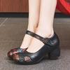Retro New Autumn Women's Shoes Thick Heel Soft Sole Non-slip Single Shoes Female Mother Cowhide Leather Shoes
