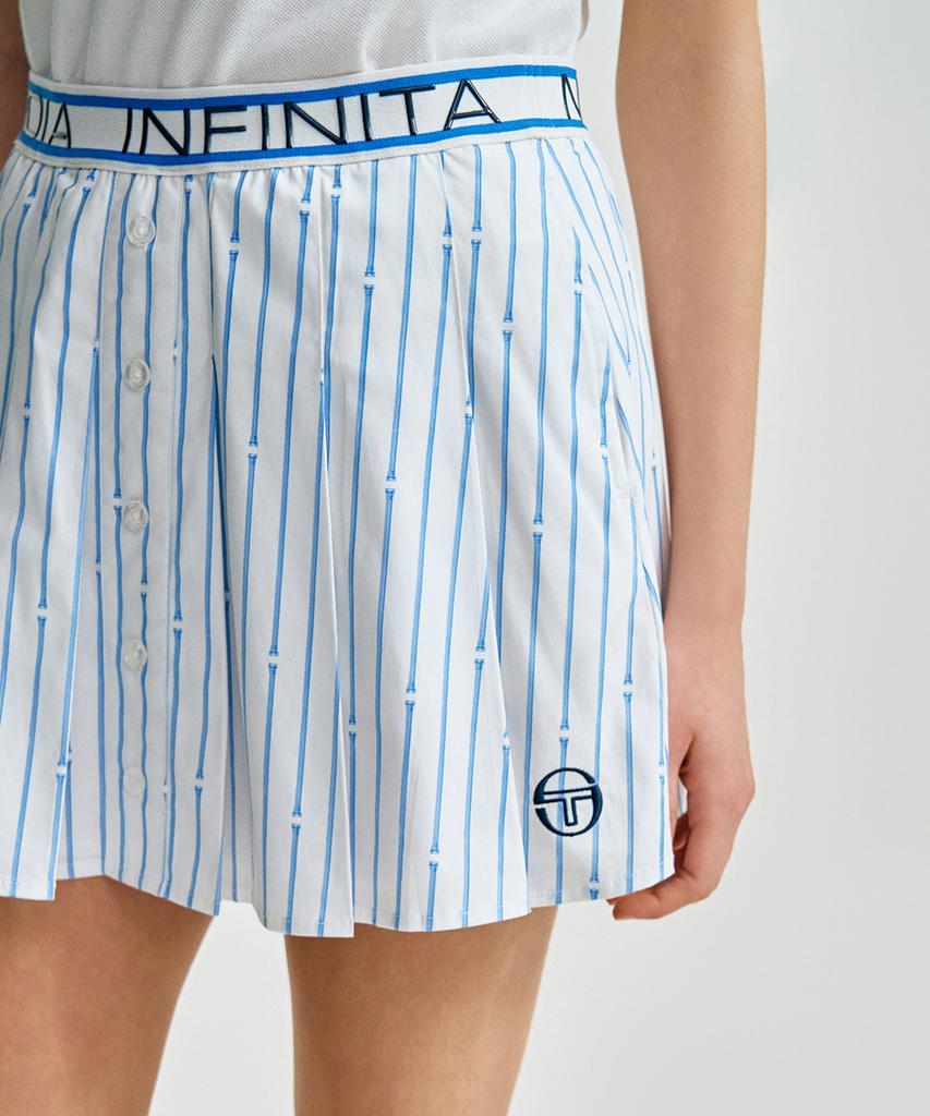 SERGIO TACCHINI W Colonna Striped Flare Skirt (Blue)