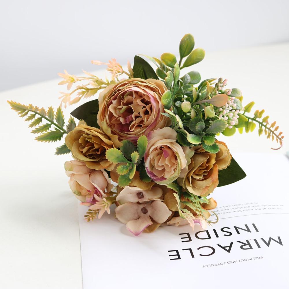 Silk Material Artificial Flowers Floral Design Autumn Collection Peonies Rose Bouquet Style Fake Peony Wedding Arrangements