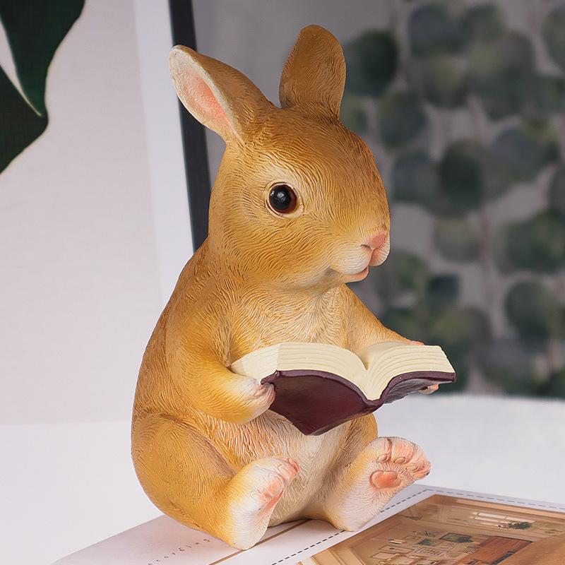 Reading Rabbit Gardening Animal Decoration Creative Resin Statue Garden Decoration