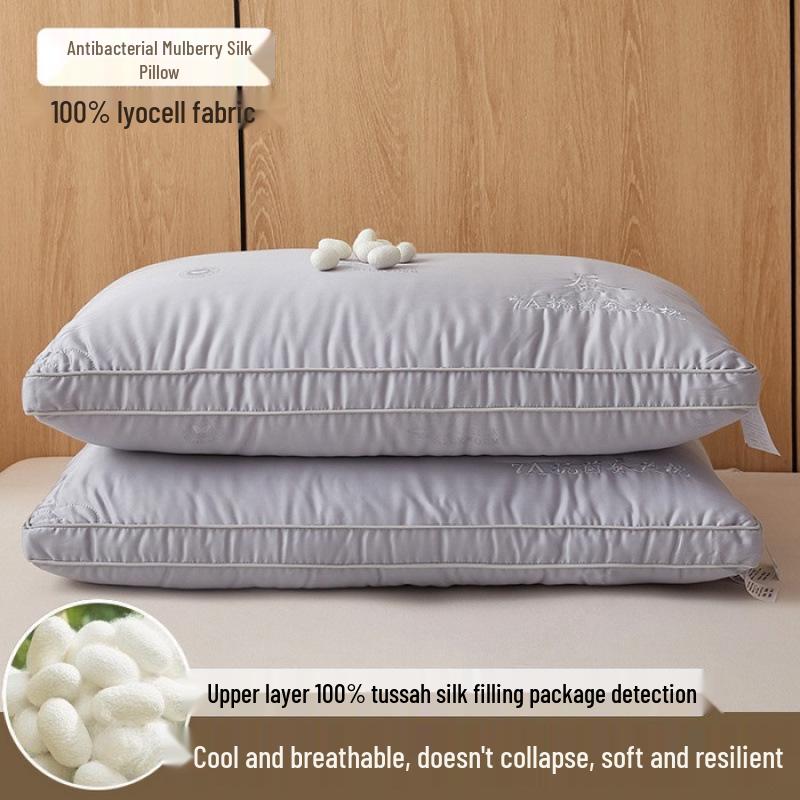 A-Grade 100% Silk Student Neck Support Pillow with 3D Double-Layer Embroidered Core - Soft & Resilient