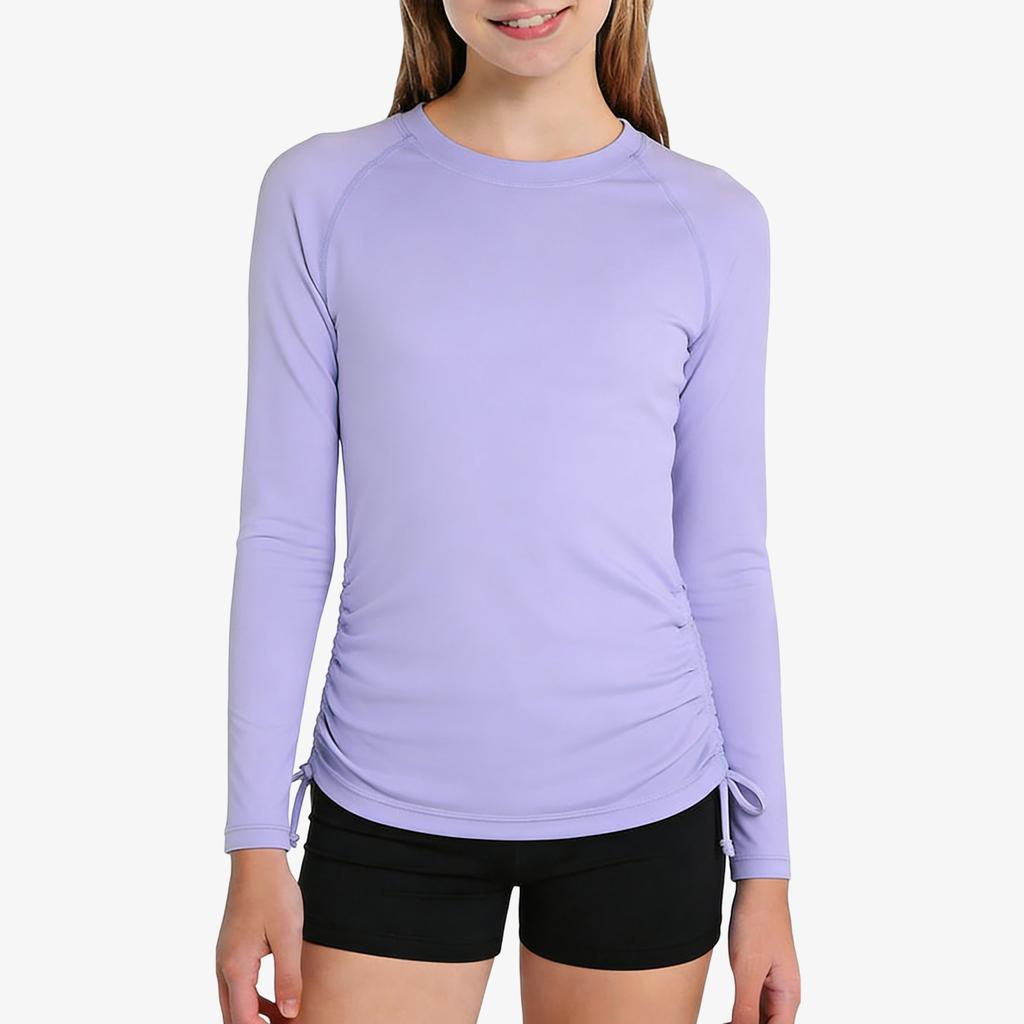 CHARMLEAKS Rash Guard for Girls Long Sleeve Swim Shirt UPF 50+ Sun Protection Teen Girls Swimsuit Athletic Shirts 7-16Y