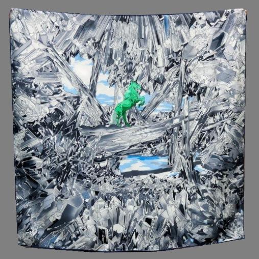 

[Кристальная Долина] Великолепная Страна Чудес Нефритово-зеленый Единорог 14 мм Твил Тутовый шелк Шелковый шарф Шаль Квадратный шарф 88X88CM