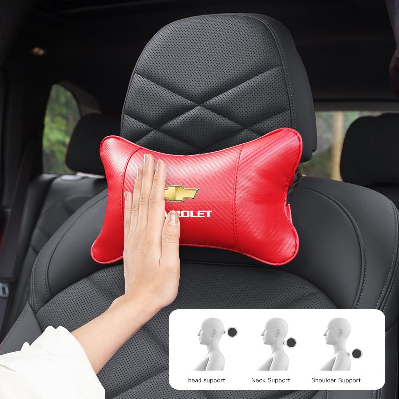 Carbon Fiber Car Seat Headrest Neck Pillow Auto Interiors For Chevrolet Spark Captiva Cruze Tracker Epica Nubira Malibu Z71 Sail