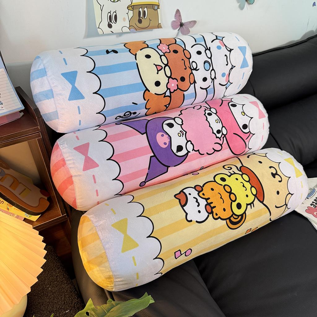 55cm Cartoon Anime Long Plushies Kuromi My Melody Cinnamoroll Japanese Style Printed Pattern Cylindrical Plush Toy Washable