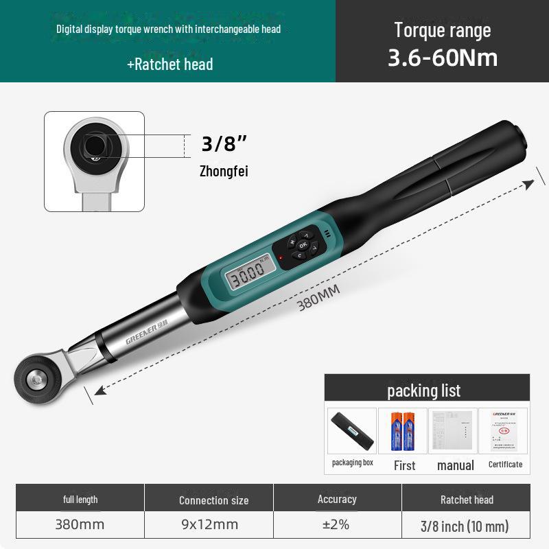 Green Forest Digital Torque Wrench: High-Precision, Adjustable, Electronic Torque Tester