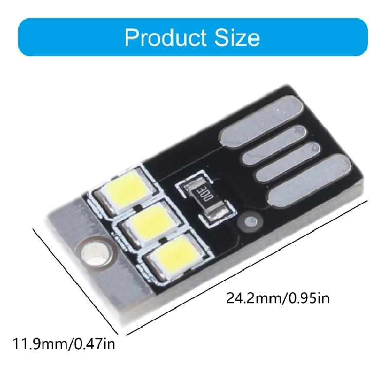5Pcs LED Lamp 0.2W Reading Book Light USB Night Light Pocket Card LED Keychains Lamp