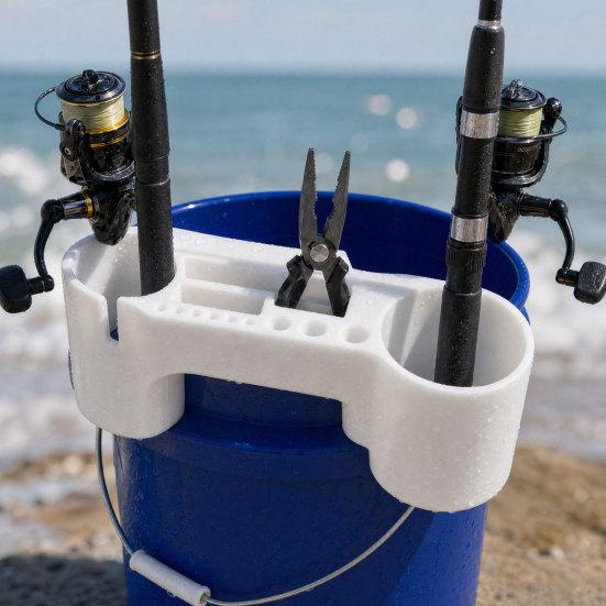Fishing Rod Holder, Rack with Multiple Rod Slots And Tool Storage, Durable Outdoor Bucket Bracket, for Beach And Boat Fishing Organizer