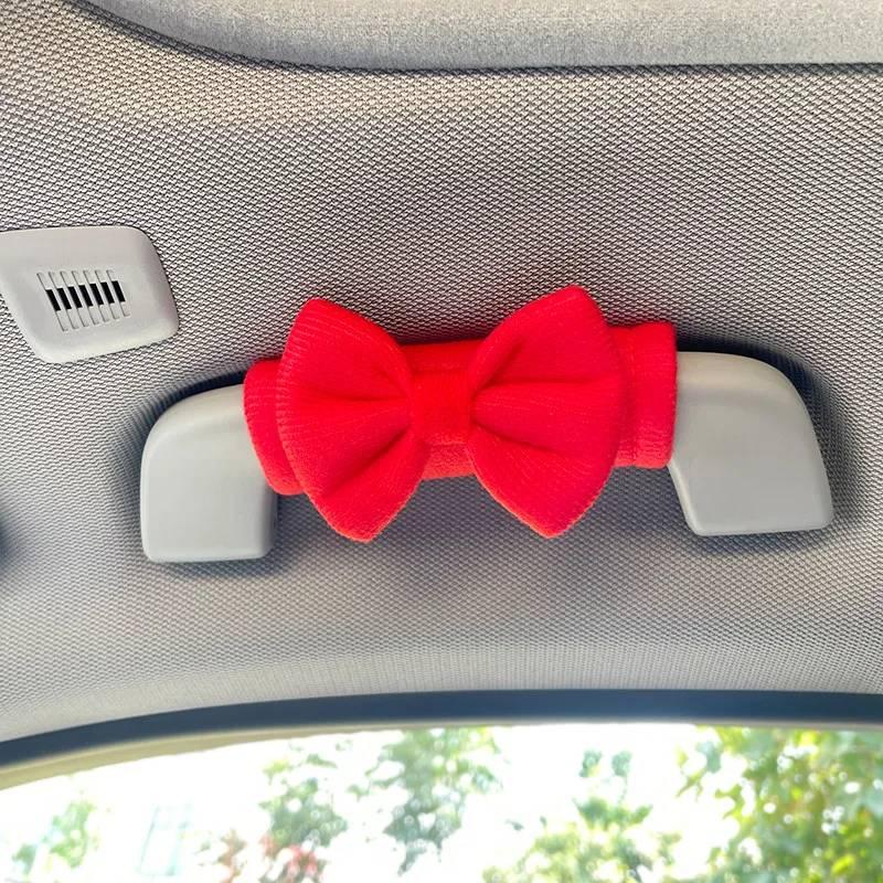 

Car Roof Handle Protective Cover Cute Car Decoration Butterfly Bow Roof Armrest Cover red