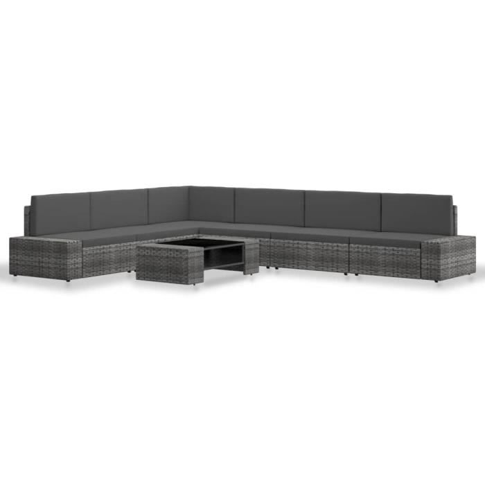 VidaXL Garden Furniture Set 7 Pcs Wicker Grey