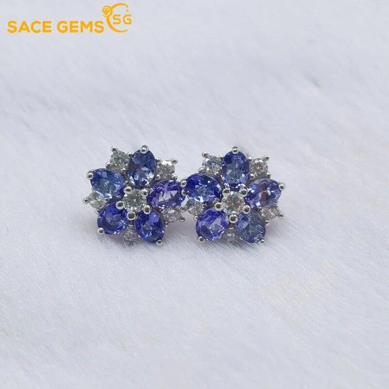 

Женские серьги SACE GEMS, стерлинговое серебро 925 пробы, 3*4 мм, серьги-гвоздики с натуральным танзанитом, Свадебная вечеринка, изысканные ювелирные изделия, подарок синий