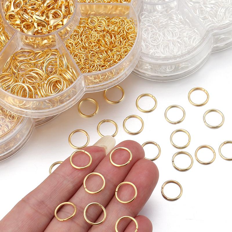 1 Box Biegeringe DIY Schmuckzubehör-Set für Anfänger Offene Biegeringe Schmuckherstellung Schlüsselanhänger Halsketten Reparatur mit Öffner-Werkzeug