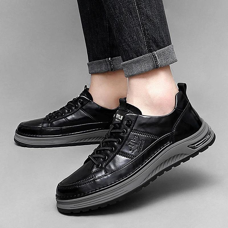 Allround Herrskor Andningsbara Herrpromenadskor Klassiska Herr Bekväma Casualskor Hot Sale Herr Äkta Lädersneakers