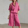 Hot Summer New Arrivals Women's Sleeveless Short Set with Shirt and Loose Pants