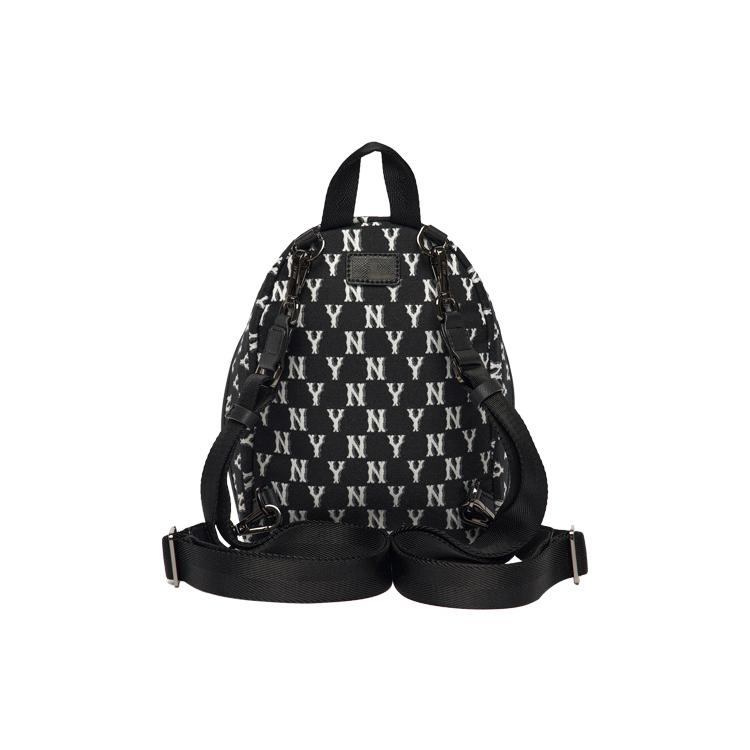New MLB Monogram Collection Polyester Backpack Small Size Unisex Black 3ABKS012N-50BKS